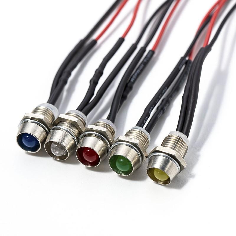 10 ШТ. Автомобильные светодиодные индикаторы, сигнальные лампы, приборная панель, суперяркая лампа, грузовик, лодка, 8 мм, DC 12 В, лампа дальнего света, внешние детали