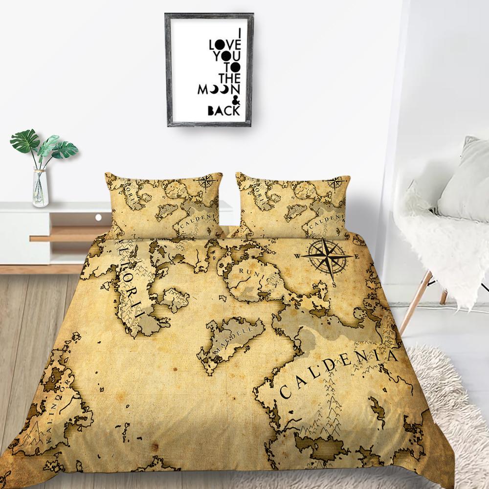Новая мода пододеяльник карта пододеяльник королевский размер постельные принадлежности домашнее постельное белье Unqiue дизайн дети-подростки набор постельных принадлежностей мира