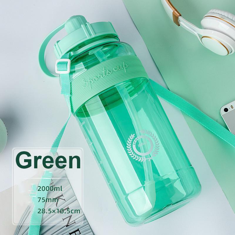 600/1000/1500 мл/2000 Чашка большой емкости для уличного пространства с соломой Студенческая пластиковая чашка для воды Портативная чашка для занятий спортом на открытом воздухе Бутылка с водой