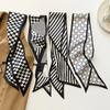 Fashion Black Silk Scarf Headband Women's Small Long Ribbon Thin Printing Satin Hair Scarf Hair Accessories