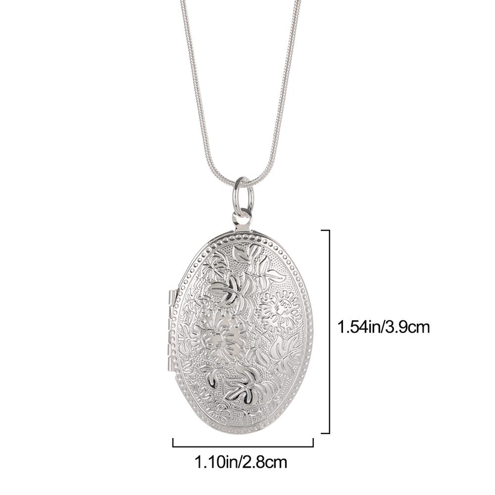 Charm women’s Jewelry Round Box Pendant Photo Locket Silver Plated Necklace