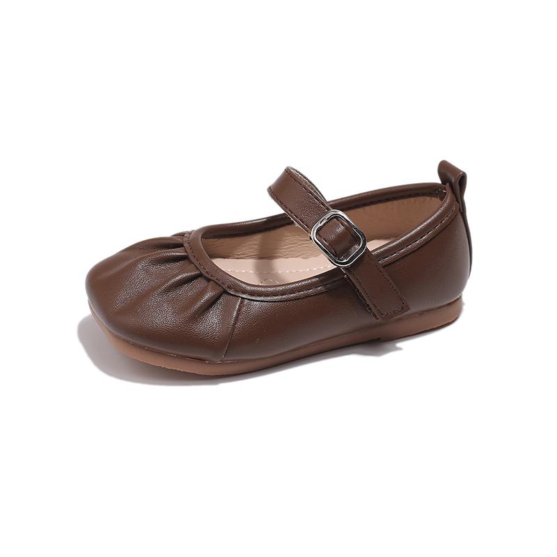 Обувь для девочек из кожи для вечеринки, свадьбы, детская обувь с мелкими складками, детские мокасины на плоской подошве, нескользящая обувь 2024 года, осень-весна