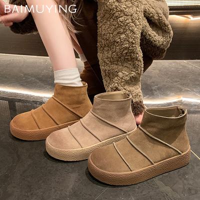 Ботильоны женские на платформе замшевые туфли на плоской подошве модная зимняя обувь новый тренд дизайнерские готические челси зимние короткие ботинки женские сапожки