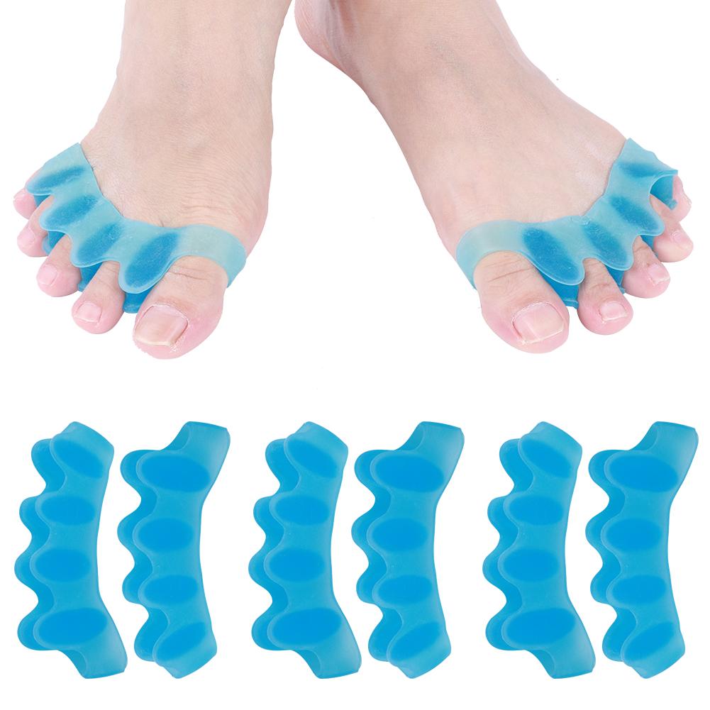 4 пары разделителей для пальцев ног из силикагеля, разделители для 2 пальцев, коррекция, облегчение боли при вальгусной деформации, ортопедический инструмент, синий, средний размер