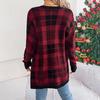 Vintage Christmas Knitwear Sweater Loose Cardigan Long Sleeve V Neck Top for Autumn Winter