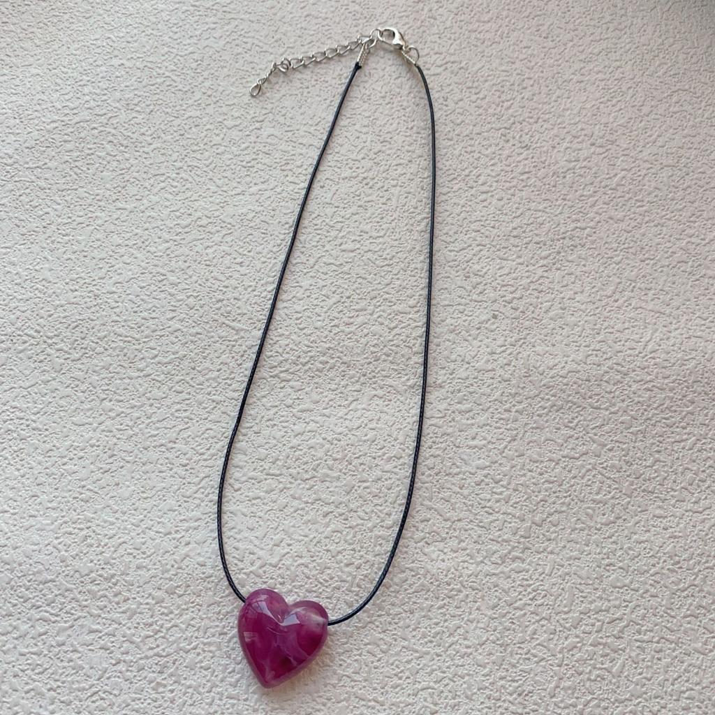 Adjustable Heart Pendant Necklace Colorful Heart Pendant Necklace Fashionable Choker Neck Adornment for Parties