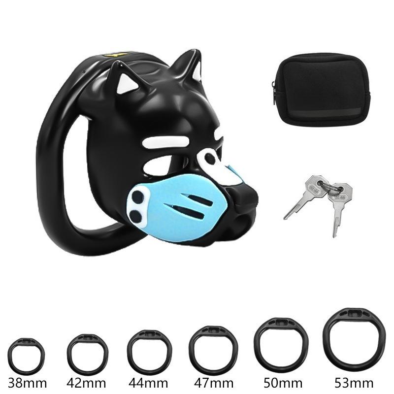2026 New Dog Head Chastity Cage with Colorful Mask and 6 Penis Rings BDSM K9 Training Gay Anti-Cheating Adult Toy for Men 18+