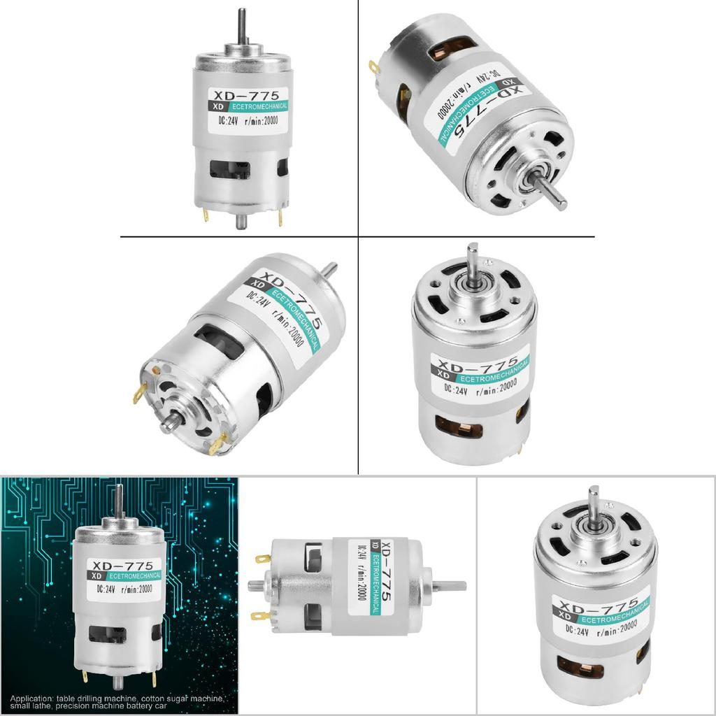 XD775 24 В высокоскоростной малошумный двухрядный шарикоподшипниковый щеточный двигатель постоянного тока (24В 20000об/мин)