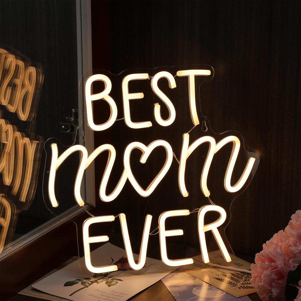 Mothers Day Neon Sign Best Mom Ever Led Dimmable Happy Mothers Day Best Mom Ever Gifts for Birthday Mother'S Day Decorations