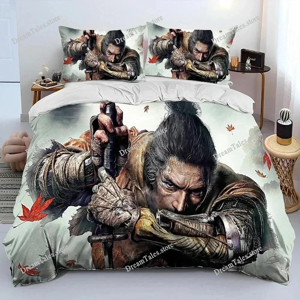 3D Игровой Комплект Постельного Белья Sekiro Shadows Die Twice, Пододеяльник Комплект Постельного Белья Наволочка, Комплект Постельного Белья Размера King Queen