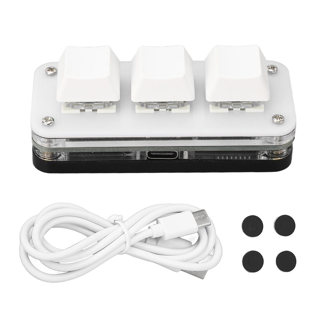 3 Key Mini Keypad USB Mechanical Gaming Programmable Macro Keyboard Blue Switch with RGB Backlit