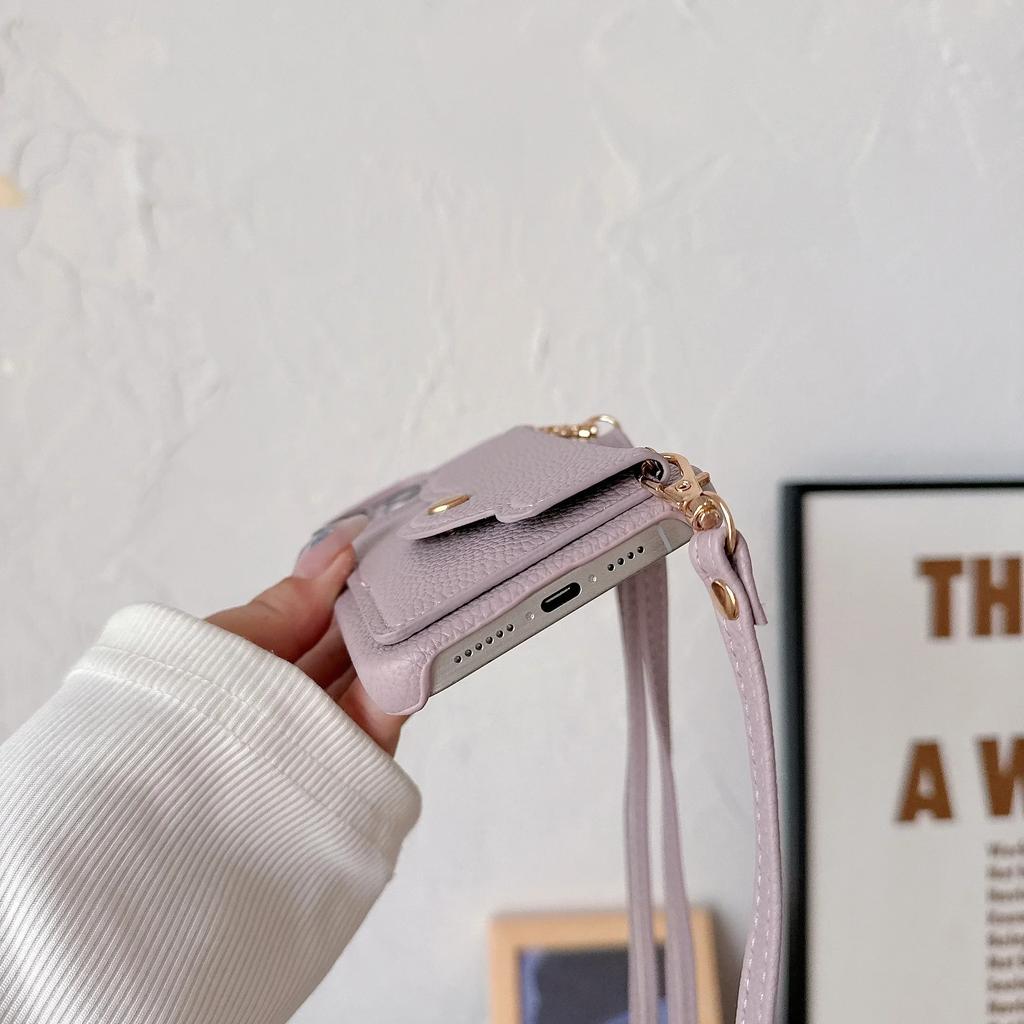 Crossbody Leather Cover for IPhone 16 15 14 13 12 11 Pro Max Plus Phone Case with Card Holder Lanyard Strap Neckband Wallet