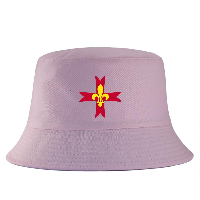 Trendy Bucket Hat French Heraldic Cross Print FisherUnisex Cap Hip Hop Streetwear Bob Hat Unisex Fashion Holiday Gift Casual Hat
