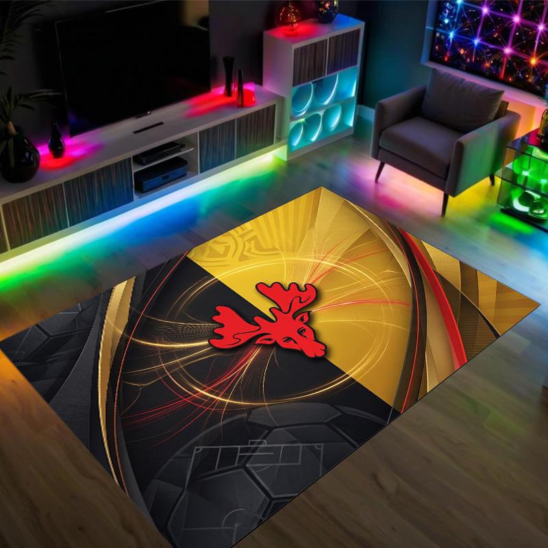Watford Football Design Crystal Velvet Carpet Cozy Non?Slip Printed Rug For Bedroom Living Room Entrance