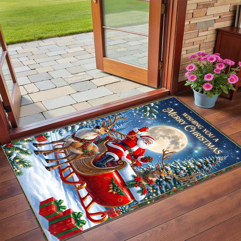 Christmas Printed Square Area Rug Soft Non Slip Floor Carpet For Bedroom Holiday Gift