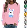 Women's Fashion Casual Easter Bunny Print Casual Long Sleeve Round Neck Sweatshirt Top