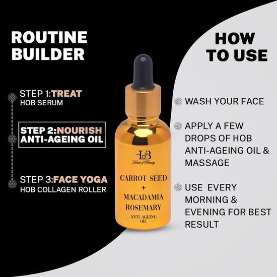 HOUSE OF BEAUTY Антивозрастное масло для лица с семенами моркови, макадамией и натуральным полипептидом розмарина - 30 мл (Пакет из 1)
