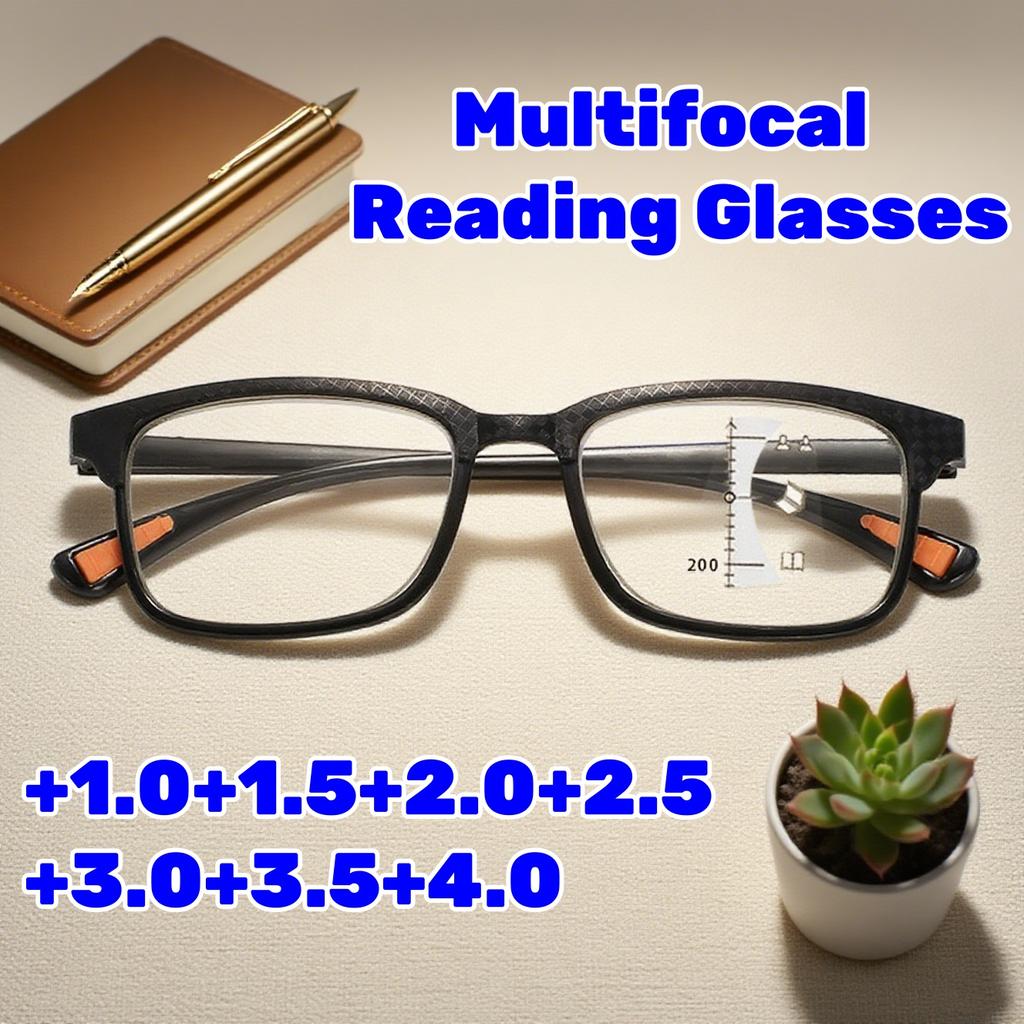 Модные квадратные прогрессивные мультифокальные очки для чтения для мужчин и женщин, с защитой от синего света, для пресбиопии, диоптрии +1.0+2.5