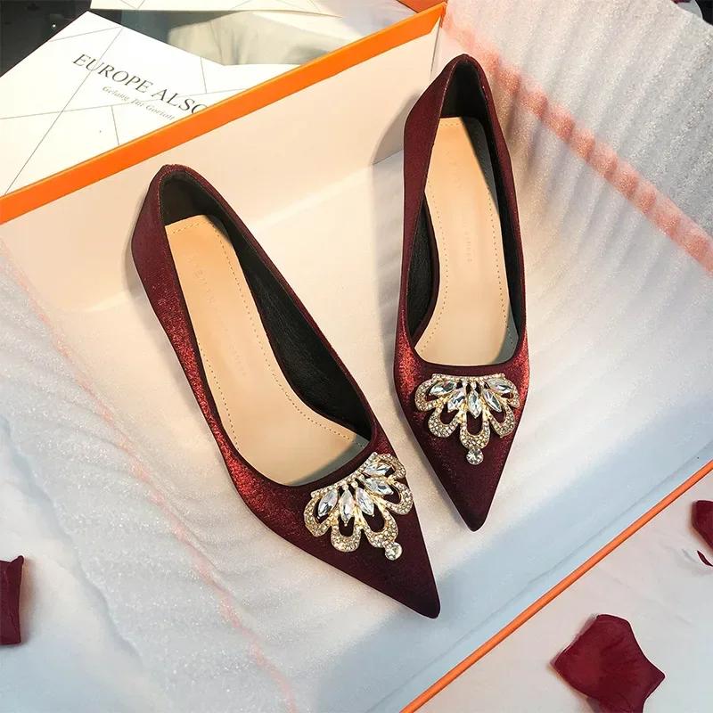 Модные женские туфли на высоком каблуке, роскошно украшенные кристальной короной, туфли-стилет для свадебной вечеринки, женские туфли-лодочки 2025, новая женская обувь