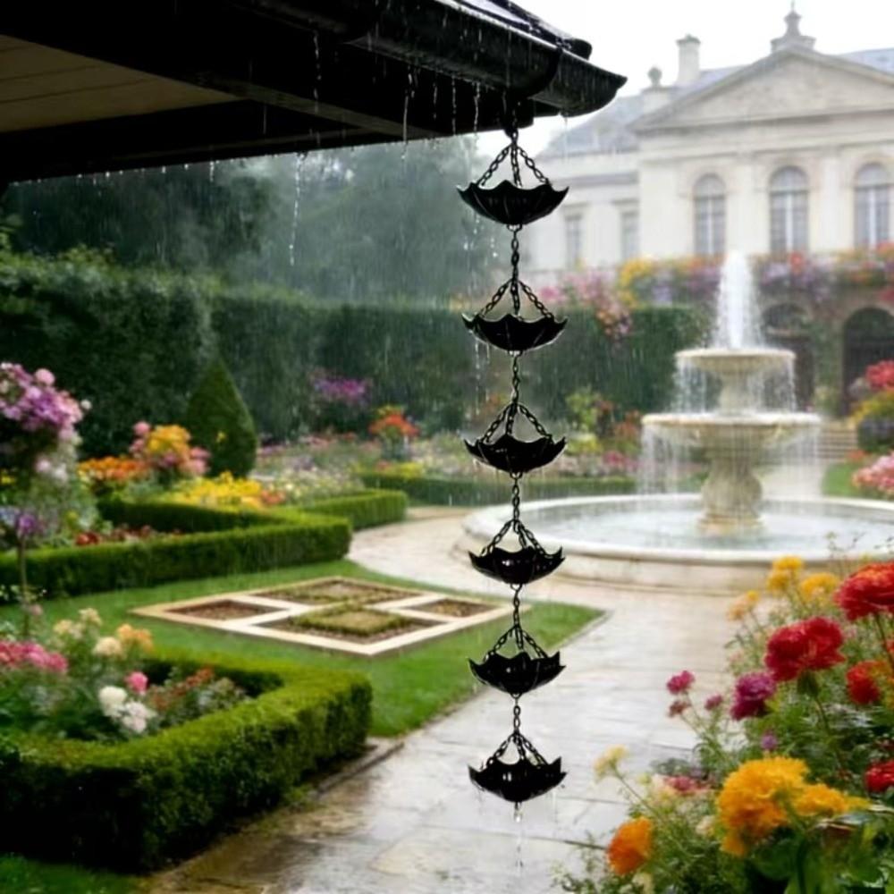 Japanese Style Metal Flowers Rain Chain Weather Resistant Eaves Water Drainage Chain Yard Patio