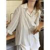 Korean Vintage Striped Women Shirts Long Sleeve Designed Summer Cotton Loose Button Up Shirt Oversize Female Tops New