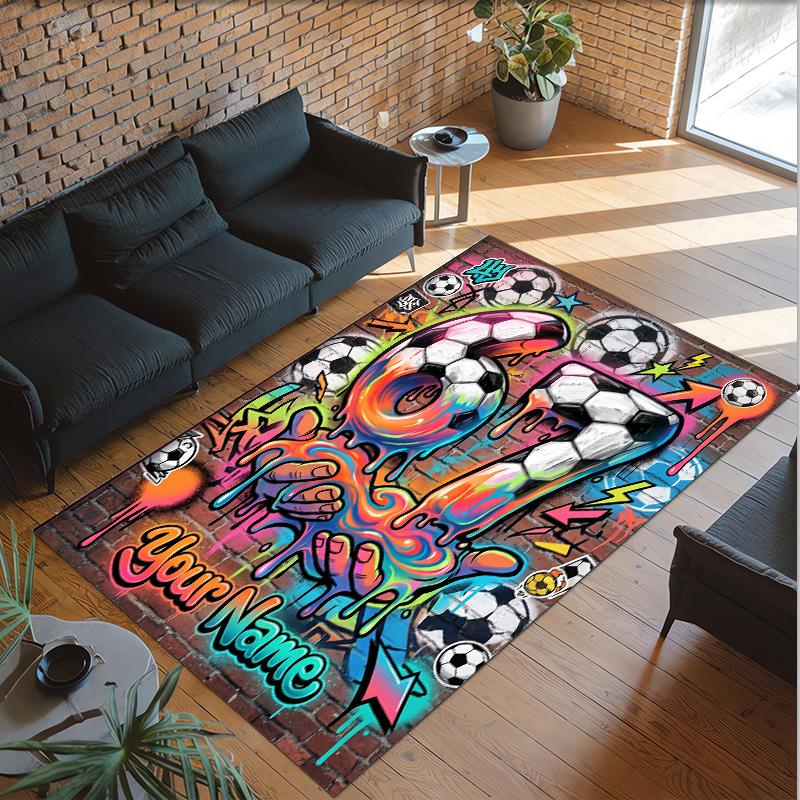 Graffiti Theme Crystal Velvet Rug Personalized Custom Name Text Soft Floor Mat Home Decor