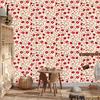 Flowers and Leaves Wallpaper Cream and Red for Living Room and Bedroom 50x1000