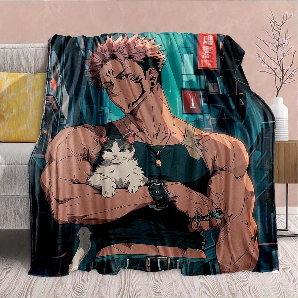 Jujutsu Kaisen Flannel Bed Blanket Warm Cozy Soft Throw Lightweight Sofa Home Decor -QJY