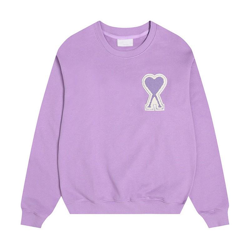 Soft Cotton Oversized Crewneck Sweatshirt With Small Heart Embroidery Pastel Colors Long Sleeve Fall Winter Casual Wear