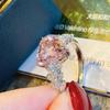 Розовое Кольцо-Сердце для Женщин с Ярким Цирконом AAA Свадебное Помолвочное Кольцо Серебряное Открытое Женское Кольцо