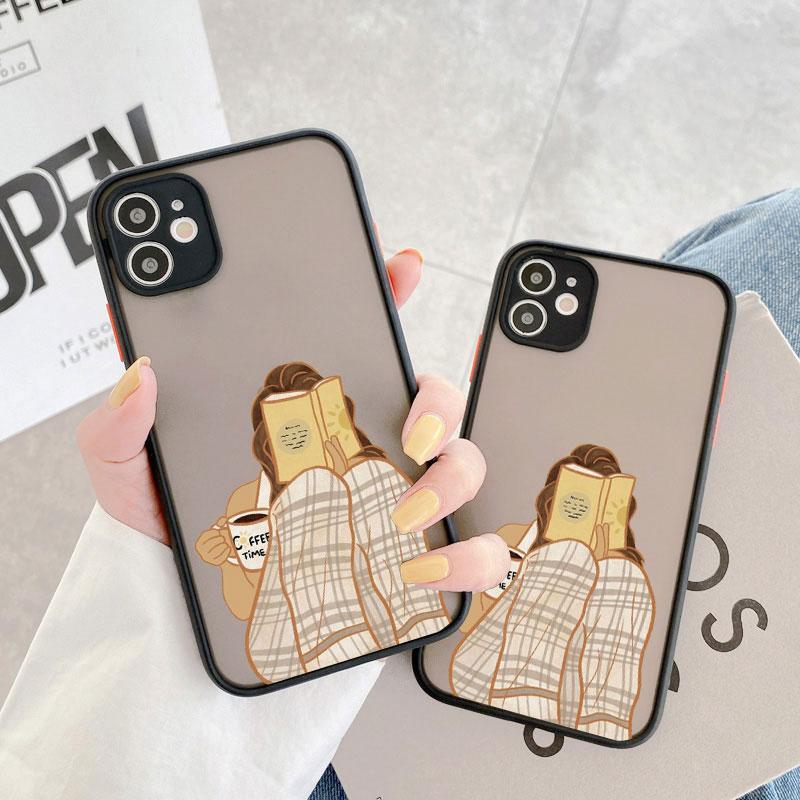 Читать книгу Кофе Девушка Чехол для телефона Милый чехол для iphone X XS XR 17 16 15 13 14 12 11 Pro Max Mini 16 15 14 Plus Ударопрочный чехол