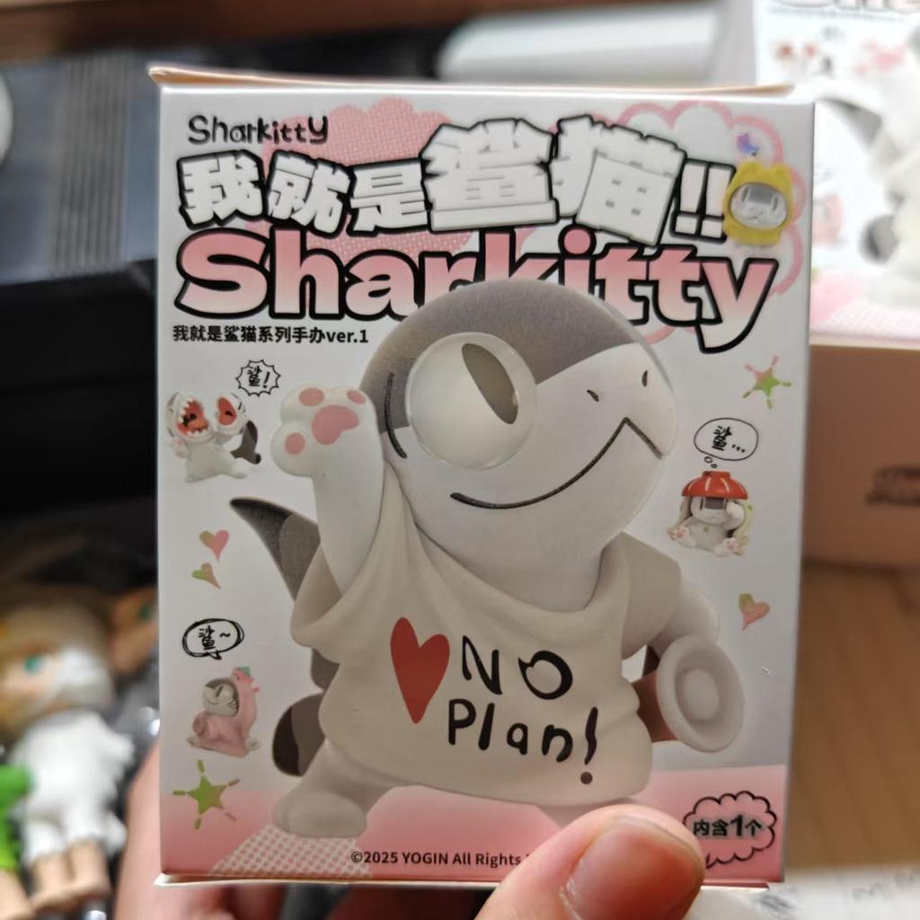 Новая оригинальная фигурка Sharkitty Серия Ver.1 с флоковым покрытием Кавайное животное Коробка-сюрприз Декор для стола Украшение Подарок на день рождения