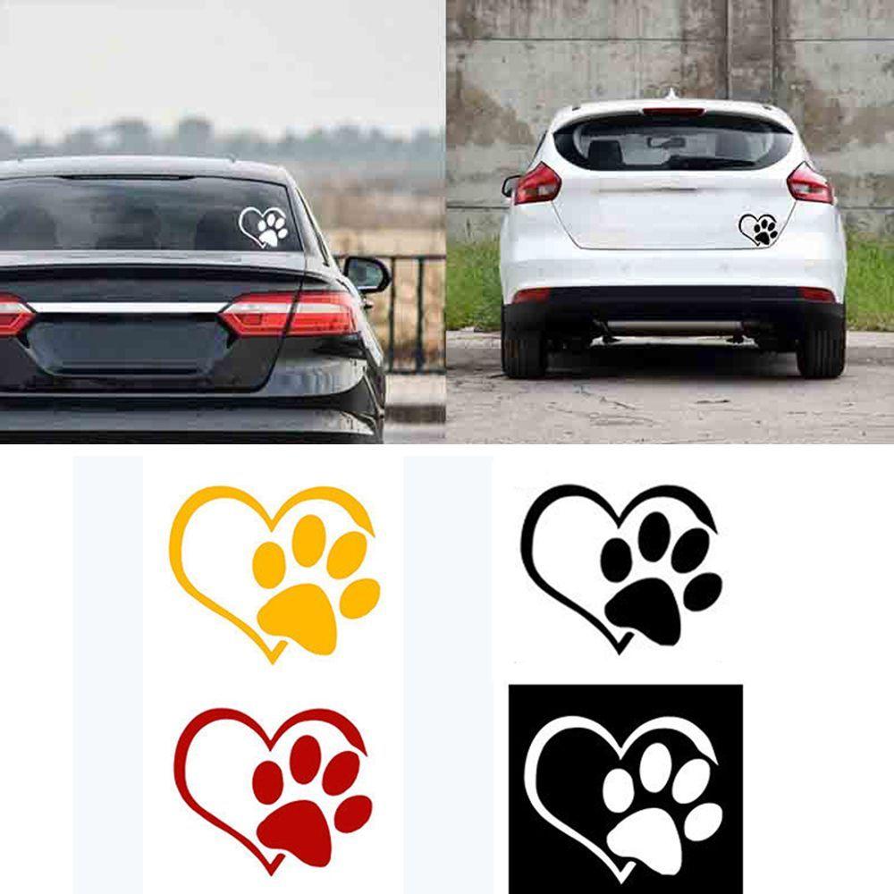4 Colors Dog Cat Lovely Pet Footprint Window Decal Car Reflective Sticker Heart Paws