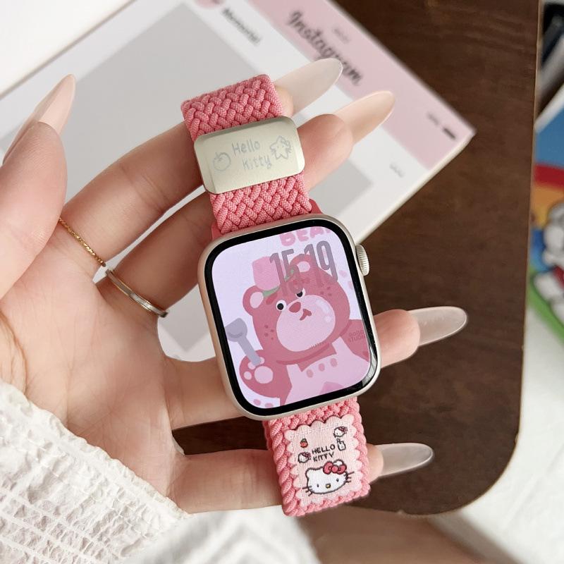 Мультяшный кот Магнитная пряжка Ремешок для Apple Watch Серии 3-9, Ultra