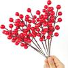 50Pcs 7 Head Artificial Red Berries Reusable Christmas Ornament Simulation Berry Home Decor