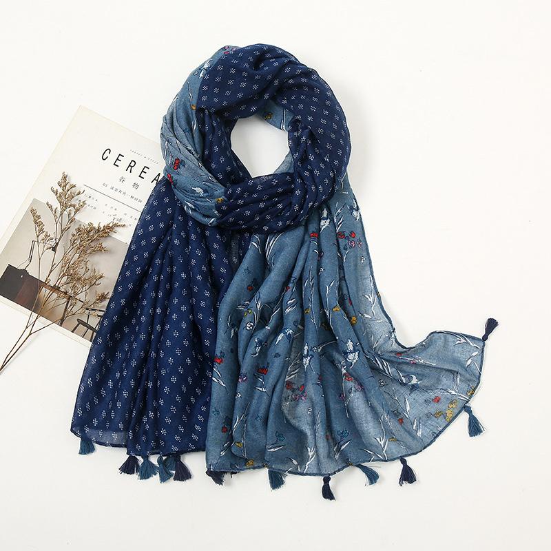 Fashion Thin Tassel Viscose Shawl Scarf for Women Luxury Design Neckerchief Wrap Pashmina Muslim Hijab Echarpes 180*90Cm