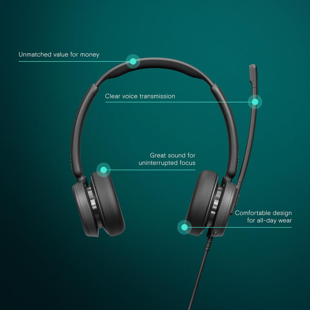 EPOS IMPACT 460T Binaural Dual Noise Microsoft Remote Plug and UC Compatible - On-Ear Headset, Microphones, Cancelling, USB-C/USB-A Connectivity