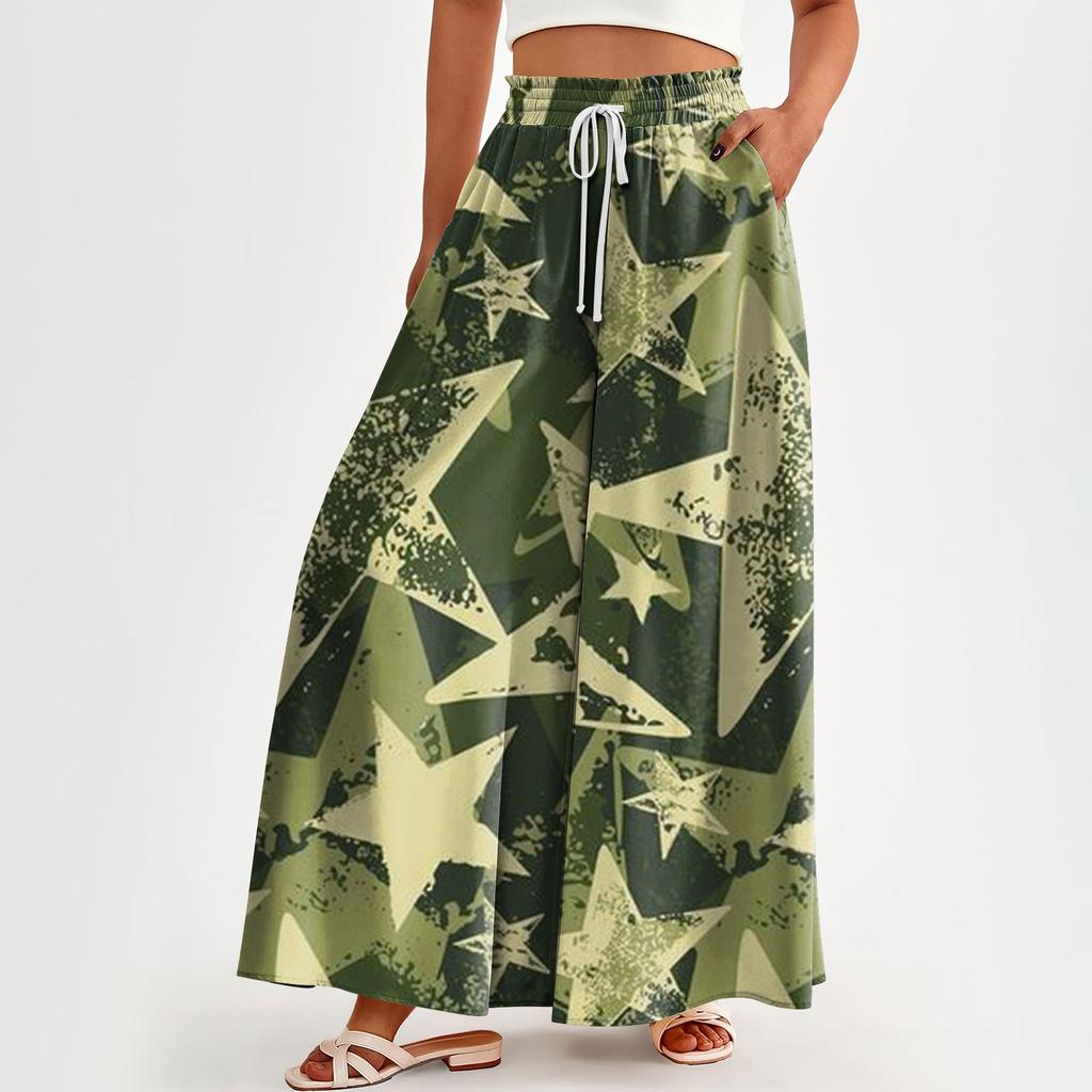 Женские брюки с высокой талией, широкие, повседневные, струящиеся брюки-палаццо, клетчатые брюки с карманом