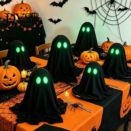 Decorative Ghost Props for Party Halloween Decoration, Spooky Glow in The Dark Standing Ghost, Durable Reusable Festive Accents Small Black