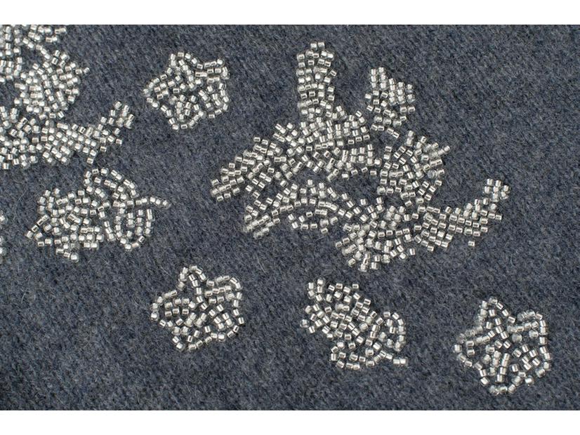 Женский толстый кашемировый кардиган на пуговицах, с ручной вышивкой бисером и вышитыми деталями