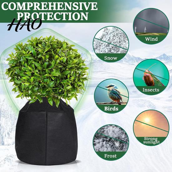 Frost Guard for Garden Shrubs Planter Insulation Cover, Zippered Flower Pot Wrap, Winter Potted Plant Protection Bag with Drawstring Outdoor