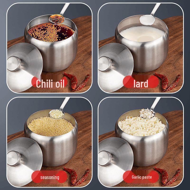 Золотая банка для специй из нержавеющей стали с крышкой и ложкой - Корейский стиль, 304, для домашней кухни