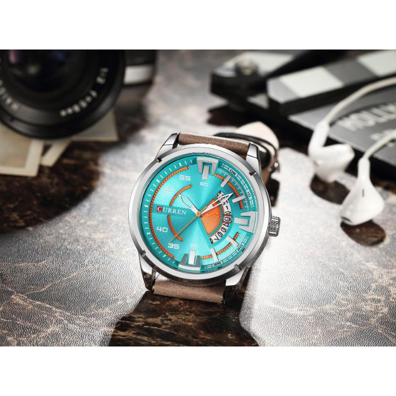 CURREN Новые мужские часы, деловые часы с ремнем, часы с календарем, мужские кварцевые часы с японским механизмом, новые кварцевые часы