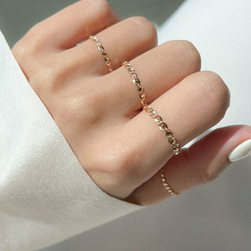 Own Daria Flat Chain Ring (3-pun, 5-pun, 7-pun, 1-don / 14k gold)