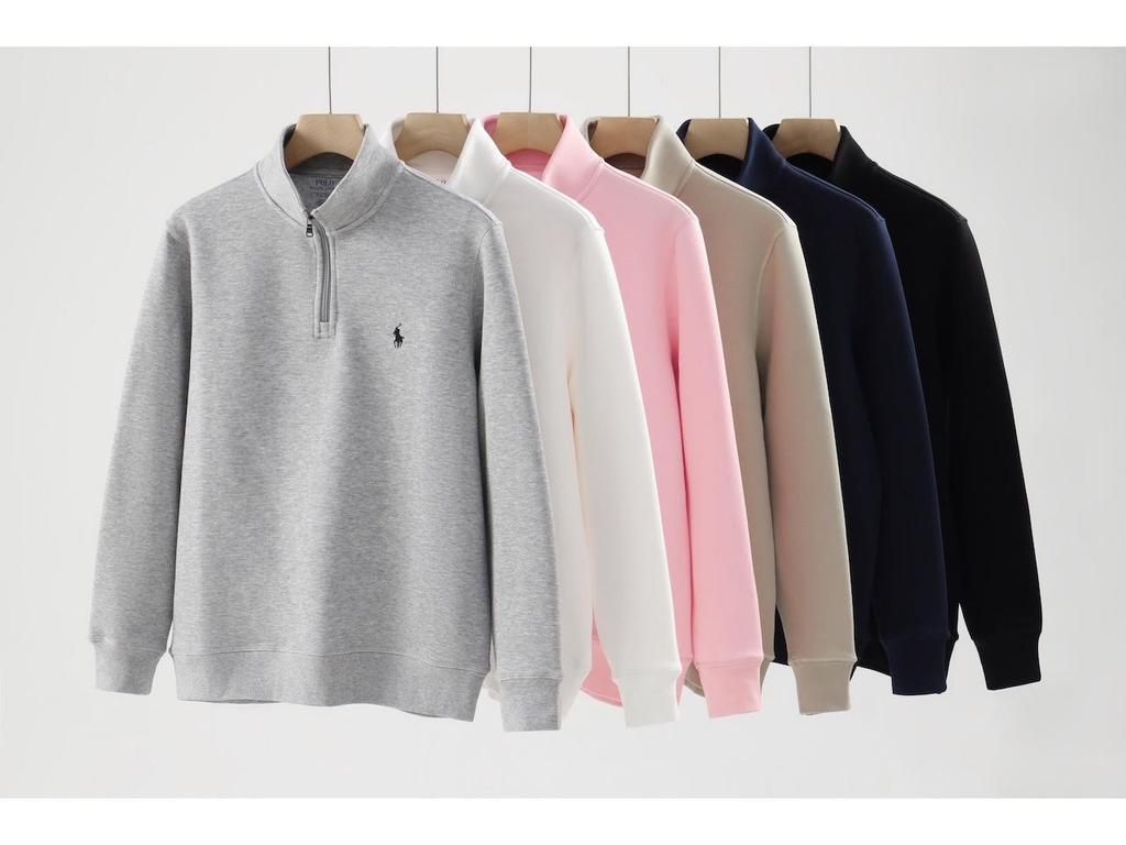 RL Пони Футболка-поло с вышивкой и молнией на полпути - Простая Плюс Размер Парная Свободная Толстовка