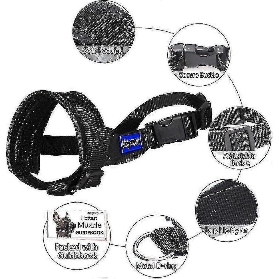 Adjustable Nylon Dog Muzzle with Anti-Bite Anti-Bark and Anti-Chew Features in XL Black 2025