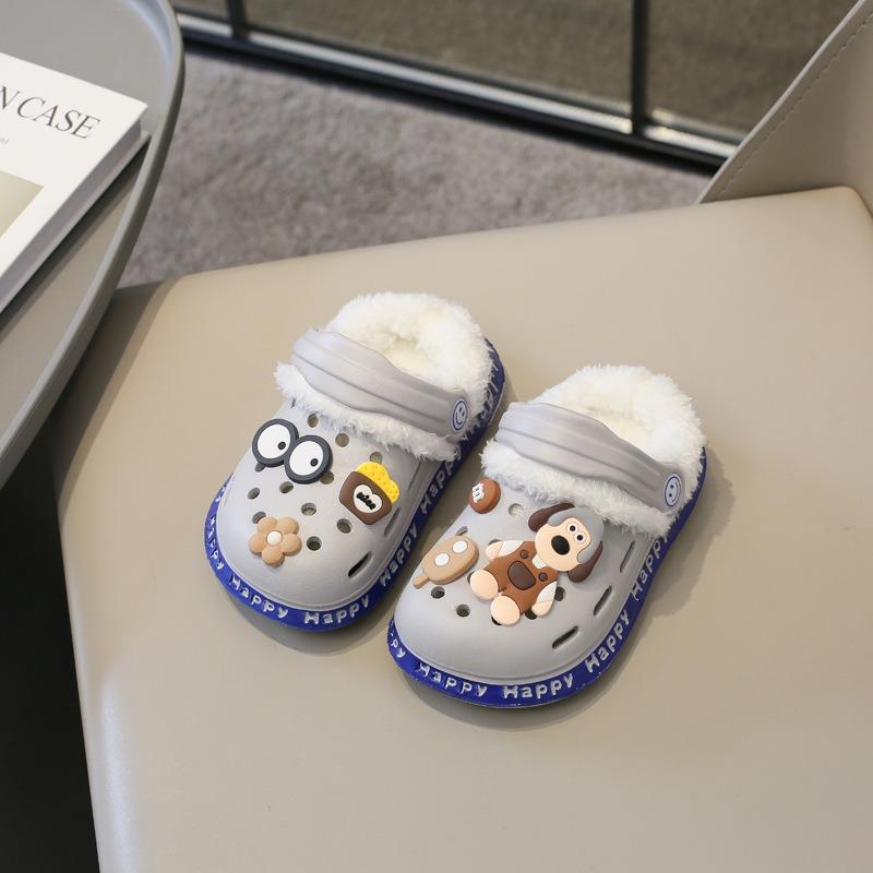 Съемная детская обувь с симпатичным зимним теплом и плюшем, теплая, хлопковая обувь, хлопковые тапочки