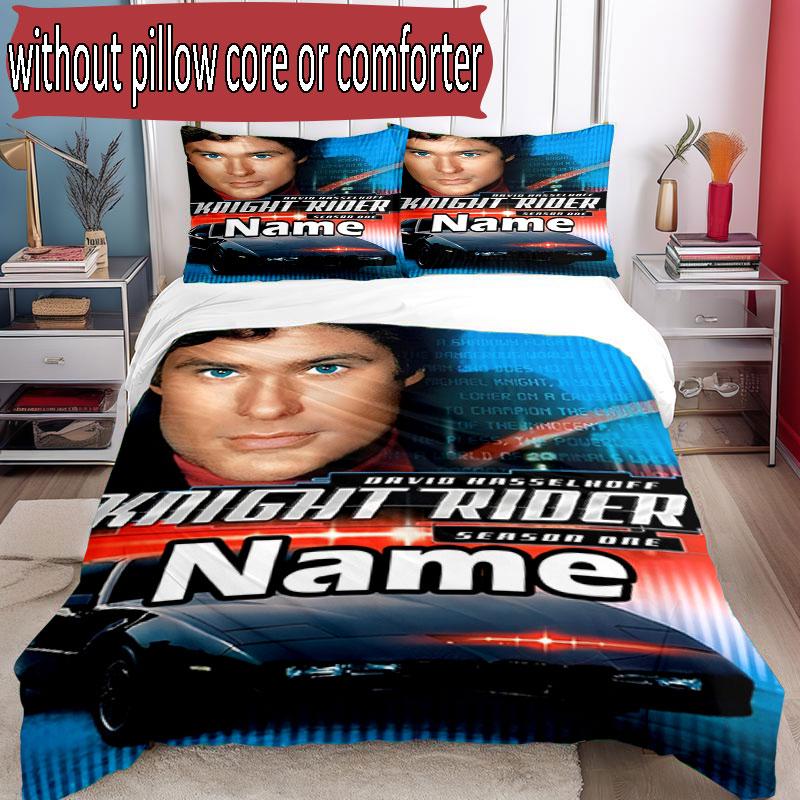 3pcs Duvet Cover Set (1*Duvet Cover + 2*Pillowcase, Without Core), Custom Name Knight Rider Pattern Bedding Set, Home Bedroom Decor Gift