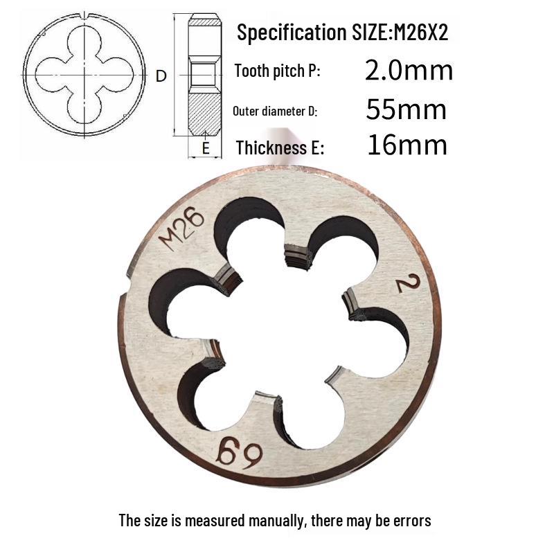Круглая плашкодержатель M24-M26 x 0.5-3 мм, Прямое/Обратное, Правая/Левая резьба