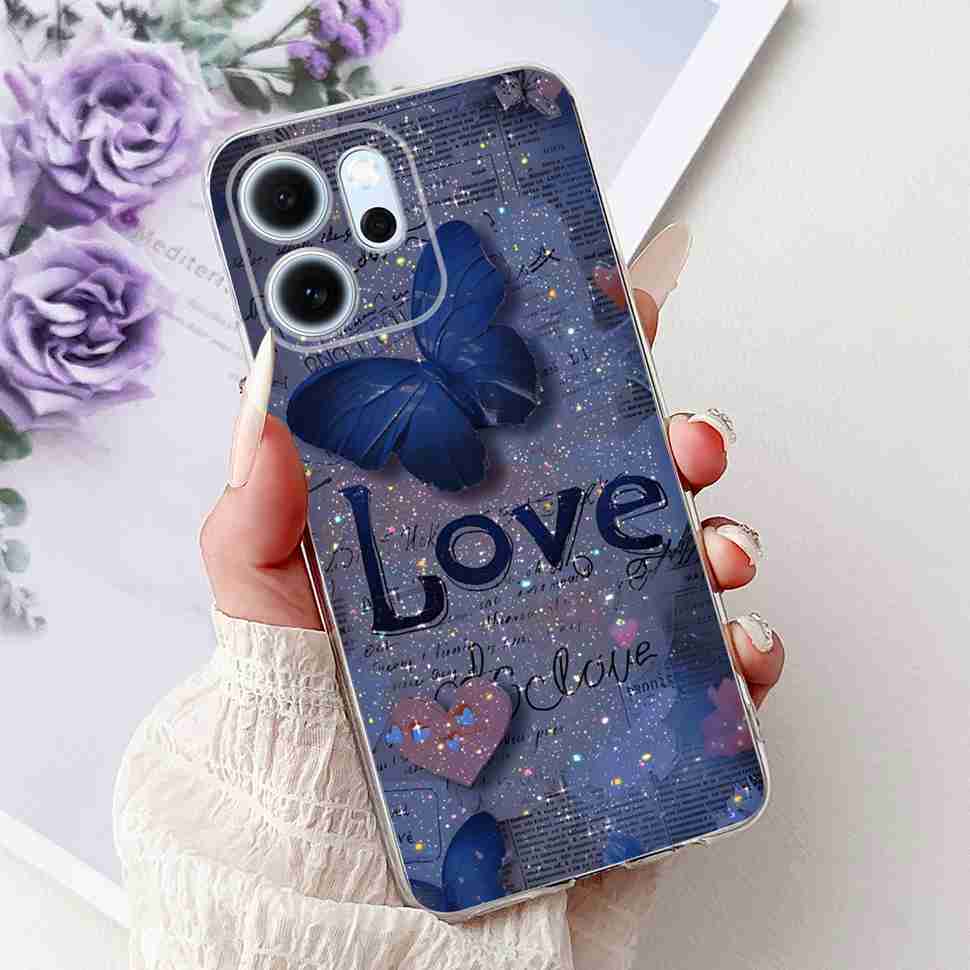 For Oppo Reno14 F 5G CPH27436.57" Case Colorful Butterfly Flowers TPU Soft Silicone Cover For Oppo Reno 14 F RENO14F Phone Cases